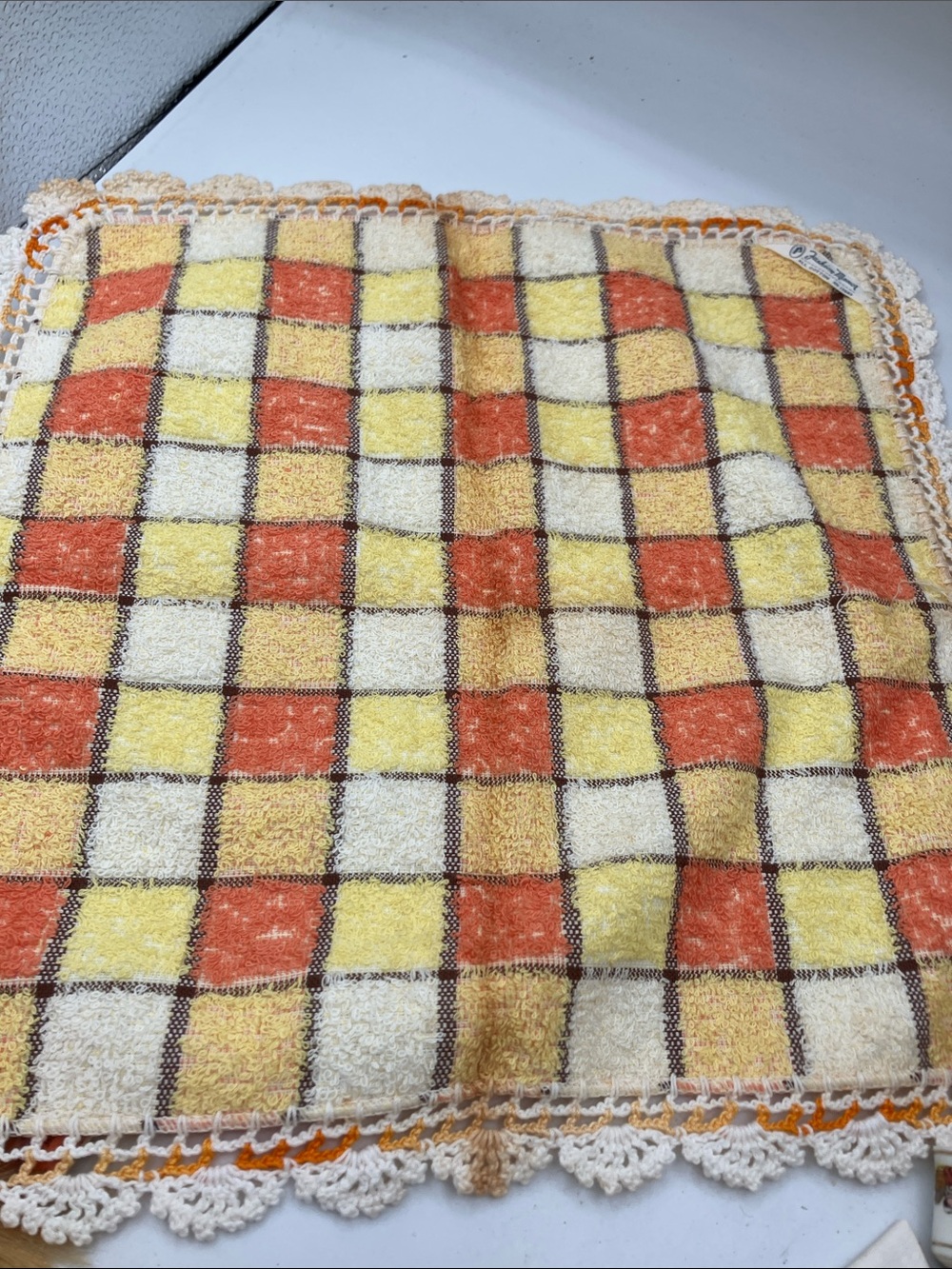 Classic Checkered Cotton Wash Cloth - Yellow & Orange